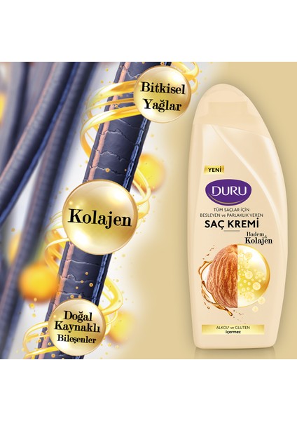 Badem& Tüm Saçlar Için Saç Kremi 3X500 ml