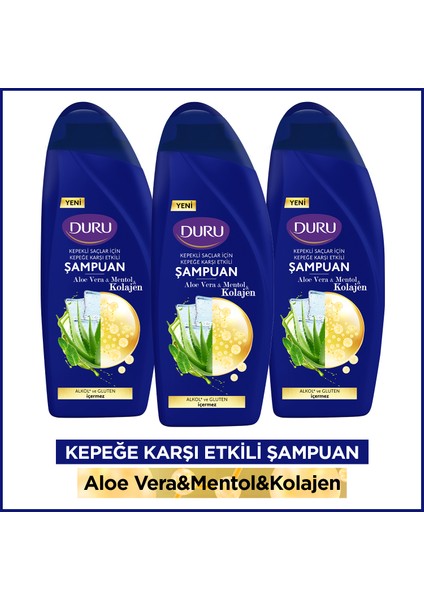 Aloe Vera & Mentol & Kepeğe Karşı Etkili Şampuan 3 x 500 ml