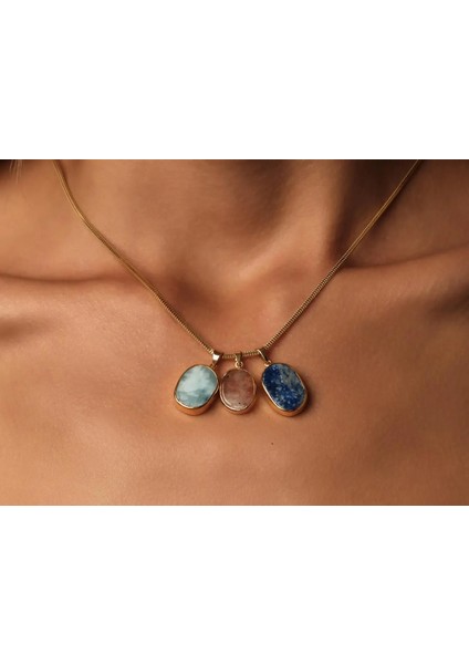 6,5ct Lapis Lazuli Doğal Taş Kolye Ucu - 14 Ayar Altın Kolye Ucu