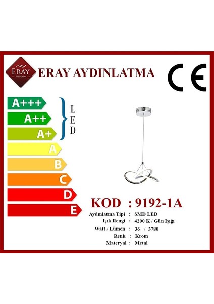 Eray Aydınlatma 9192-1A Powerled Tekli Avize