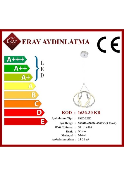 1666-30 Krom Led Avize