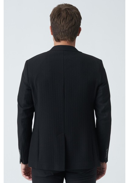 Bangor C4006 Slim Fit 6 Drop Likralı Ceket Siyah