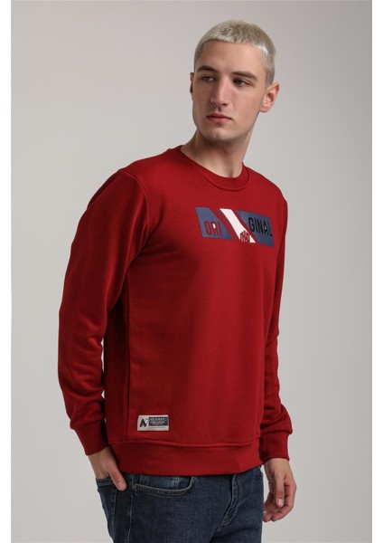 Bisiklet Yaka Bordo Slim Fit Sweatshirt 24FWM60184