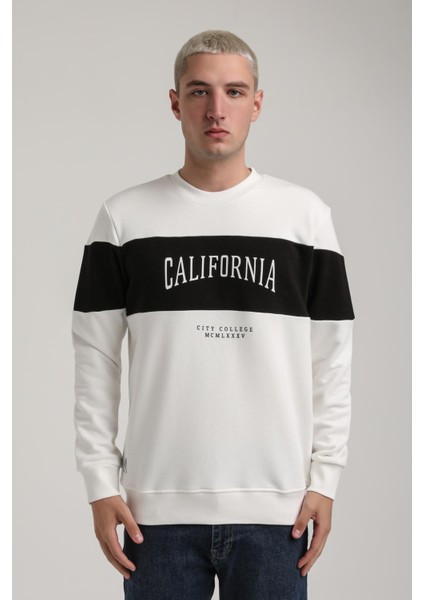 Bisiklet Yaka Ekru Slim Fit Sweatshirt 24FWM60203