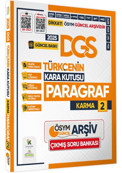 2025 DGS Türkçenin Kara Kutusu Ösym Çıkmış Soru Bankası 4lü Set Konu Özetli Video/pdf Çözümlü fiyatları
