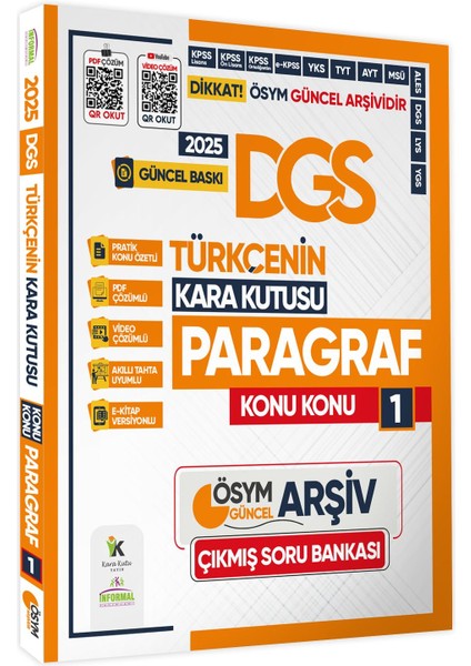 2025 DGS Türkçenin Kara Kutusu Ösym Çıkmış Soru Bankası 4lü Set Konu Özetli Video/pdf Çözümlü modelleri