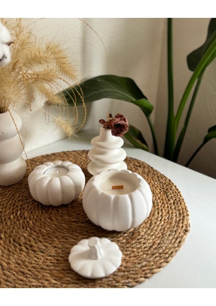 Punki Dekoratif Set/ Balkabağı Mumluk / Tealight Mum / Mini Vazo Seti