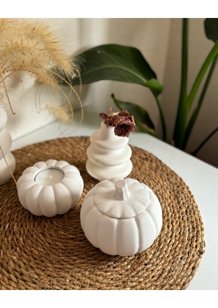 Punki Dekoratif Set/ Balkabağı Mumluk / Tealight Mum / Mini Vazo Seti modelleri