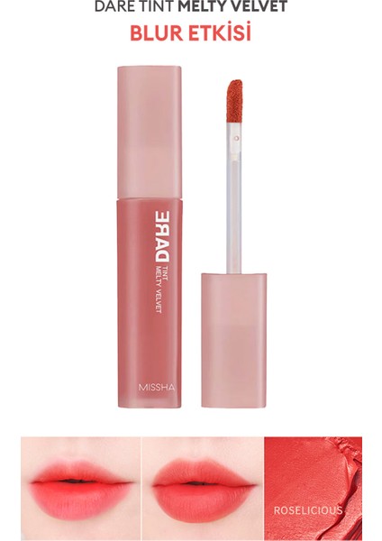 Uzun Süre Kalıcı, Bulaşma Yapmayan, Kadifemsi Bitiş Sunan Tint Dare Tint Melty Velvet (Roselicious)