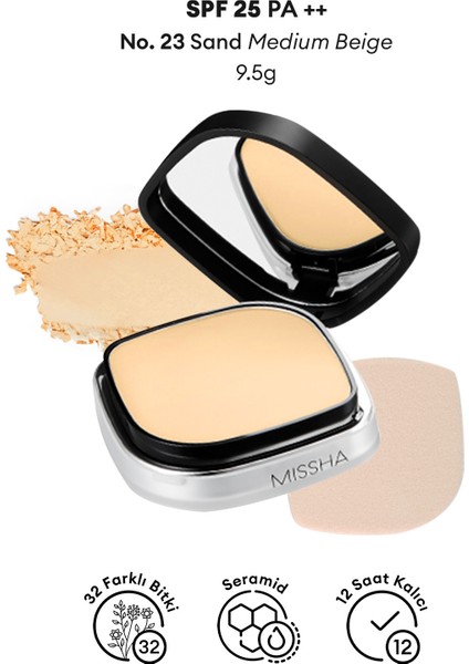 Islak ve Kuru Kullanıma Uygun Mineral Pudra Signature Dramatic Twoway Pact SPF 25/PA++ (No.23 Sand)