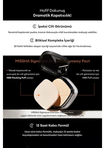 Islak ve Kuru Kullanıma Uygun Mineral Pudra Signature Dramatic Twoway Pact SPF 25/PA++ (No.23 Sand)