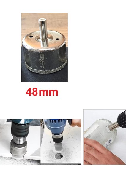 48 mm Mermer Granit Fayans Cam Yuvarlak Delme Panç Elmas Uç Yuvarlak Açma Matkap Için Karot