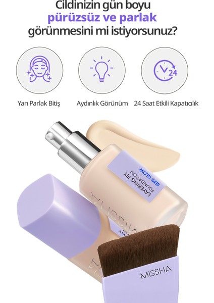 Yarı Parlak Bitişli Nemlendirici Fondöten + Fırça Layering Fit Foundation Semi Glow Set No21 Vanilla