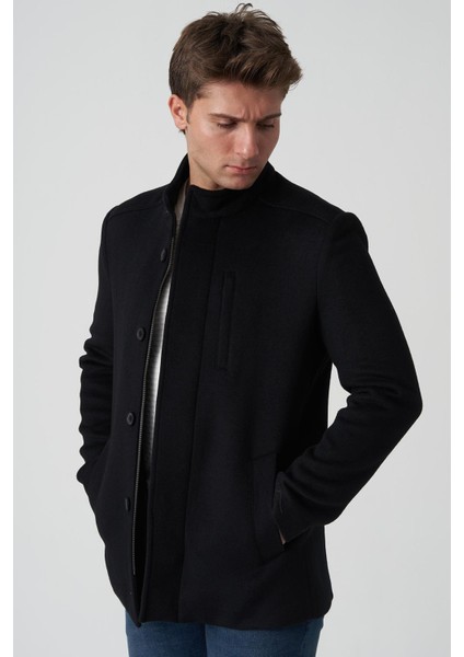 Agualva-Cacém 58152 Slim Fit Palto Siyah modelleri
