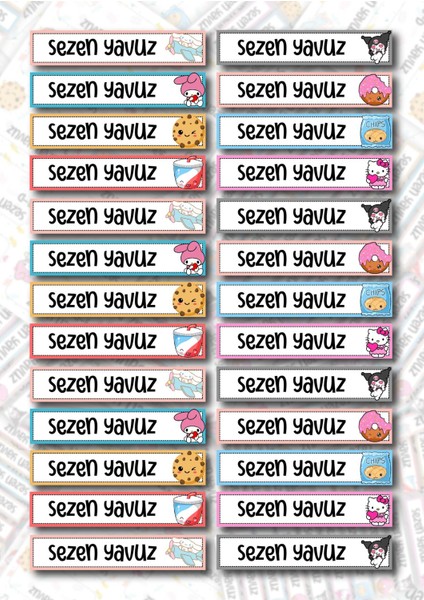 Kuromi ve Arkadaşları Defter Etiketi- Kalem Etiketi A4 2 Sayfa fiyatları