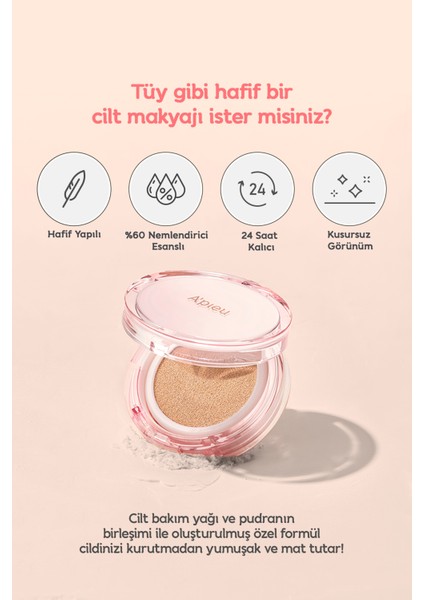 24 Saat Kalıcı Esans İçeren Nemlendirici Cushion A'PIEU Waterlock Cushion (23N) SPF50+/PA++++