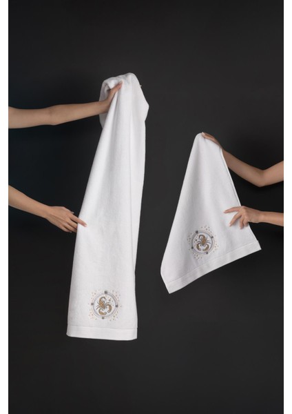 %100 Microcotton Üst Kalite Havlu Seti Burç Nakışlı