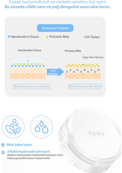 Hyalüronik Asit İçeren, Yağ Kontrolü Sağlayan Cushion Yenilikçi Sıvı Pudra A'PIEU Waterlock Finisher