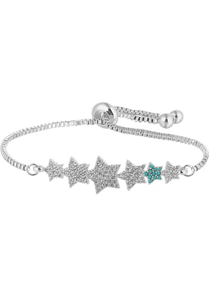 Gümüş Kaplama Yıldızlı Asansör Bileklik PS3759 fiyatları