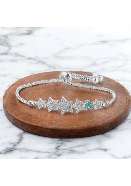 Gümüş Kaplama Yıldızlı Asansör Bileklik PS3759 fırsatları