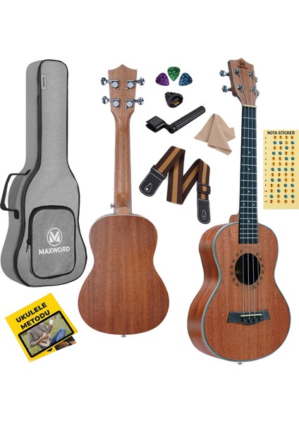 MU-21 PRO Yüksek Kaliteli Maun Soprano Ukulele Seti