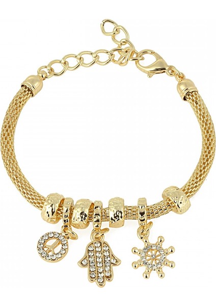 Bayan Gold Metal Kol Saati-Şans Bileklik Hediye Saat Seti PS3778 modelleri