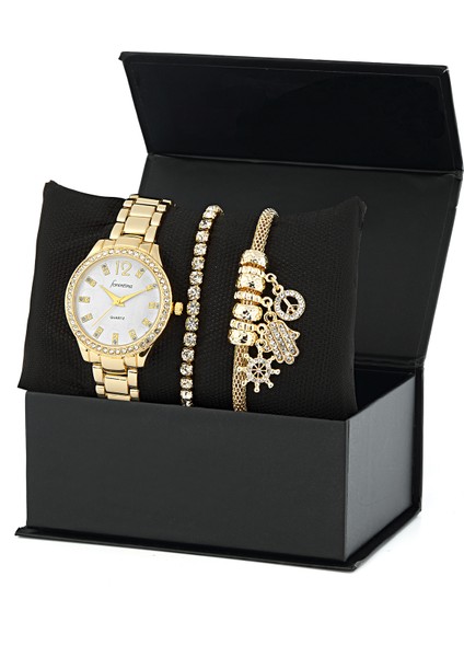 Bayan Gold Metal Kol Saati-Şans Bileklik Hediye Saat Seti PS3778 indirimleri