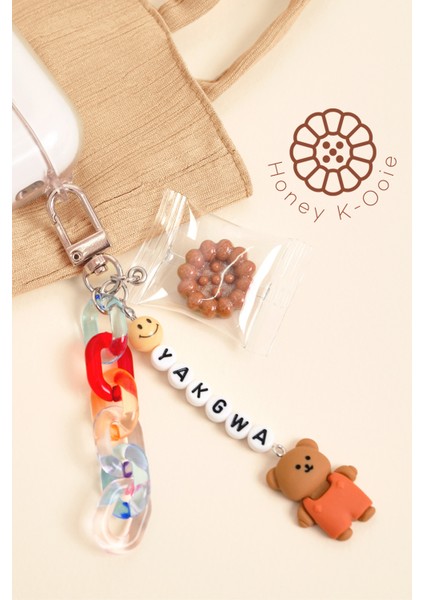 Renkli Zincir ve Boncuk Detaylı Telefon Charmı Aksesuar PERIPERA Honey K-Ookie Beaded Phone Strap