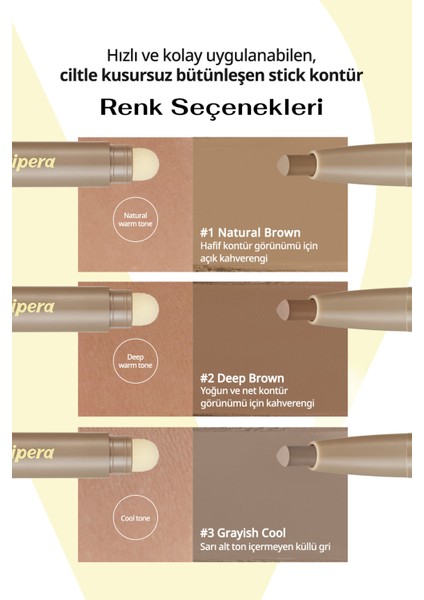 Pratik Uygulanan Çift Taraflı Kontür Stick PERIPERA V Shading Blending Stick (003 Grayish Cool)