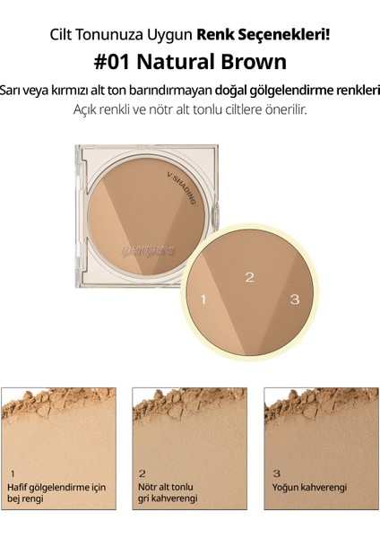 Doğal Görünüm Sunan 3’lü Kontür Kiti PERIPERA V Shading (001 Natural Brown)