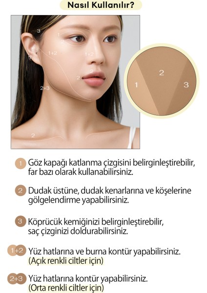 Doğal Görünüm Sunan 3’lü Kontür Kiti PERIPERA V Shading (001 Natural Brown)