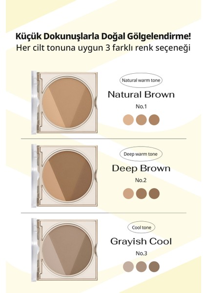 Doğal Görünüm Sunan 3’lü Kontür Kiti PERIPERA V Shading (001 Natural Brown)