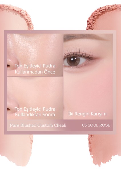 Doğal ve Aydınlık Görünüm Sunan İki Tonlu Allık PERIPERA Pure Blushed Custom Cheek (003 Soul Rose)