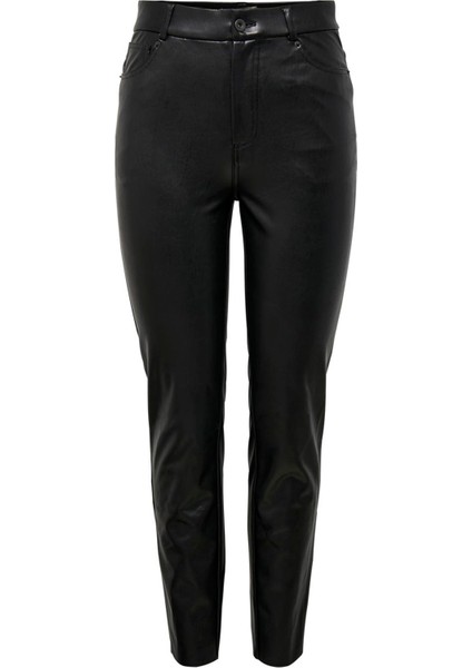 Onlemily Regular Fit Yüksek Bel Düz Paça Deri Pantolon Bayan Pantolon 15209293 indirimleri
