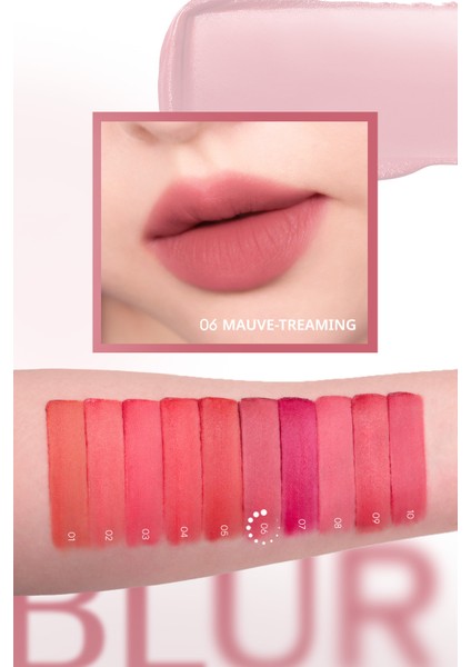 Gün Boyu Kalıcı Pürüzsüz Matlık Sunan Tint PERIPERA Over Blur Tint (006 Mauve-Treaming)