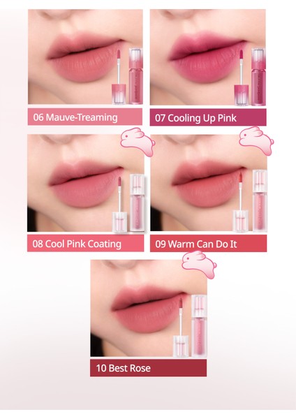 Gün Boyu Kalıcı Pürüzsüz Matlık Sunan Tint PERIPERA Over Blur Tint (006 Mauve-Treaming)