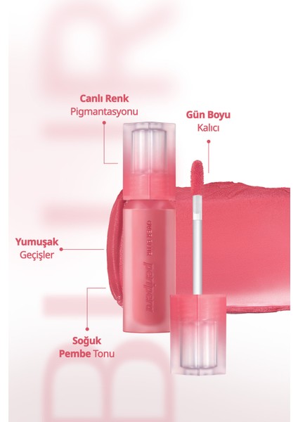 Gün Boyu Kalıcı Pürüzsüz Matlık Sunan Tint PERIPERA Over Blur Tint (003 Pink Check)