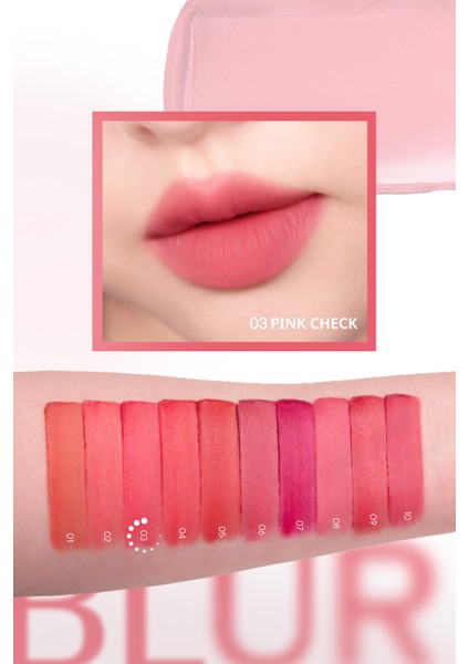 Gün Boyu Kalıcı Pürüzsüz Matlık Sunan Tint PERIPERA Over Blur Tint (003 Pink Check)