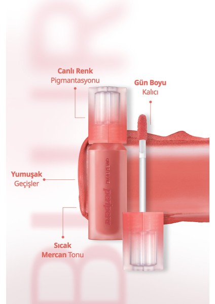 Gün Boyu Kalıcı Pürüzsüz Matlık Sunan Tint PERIPERA Over Blur Tint (004 Coral-La-La)