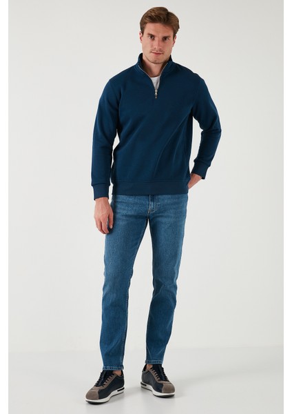 Pamuklu Regular Fit Yarım Fermuarlı Dik Yaka Sweat Erkek Sweat 59052592 fiyatları