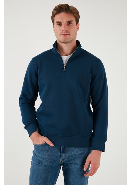 Pamuklu Regular Fit Yarım Fermuarlı Dik Yaka Sweat Erkek Sweat 59052592 modelleri