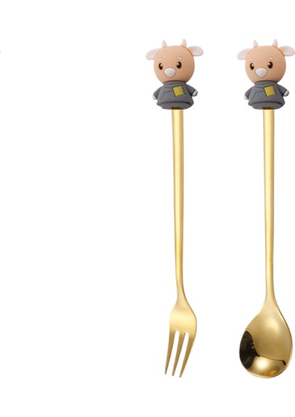 Q Karikatür Sofra Kedi Pençe Kaşık Sevimli Tatlı Kaşık Paslanmaz Çelik Kaşık Bebek Tatlı Meyve Çatal (Yurt Dışından)