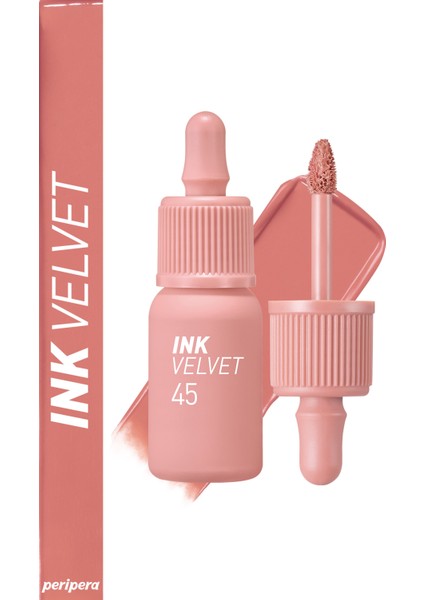 Yüksek Pigmentli, Kadife Görünümlü, Gün Boyu Kalıcı Tint PERIPERA Ink Velvet (#45 Pink Beige Nude)