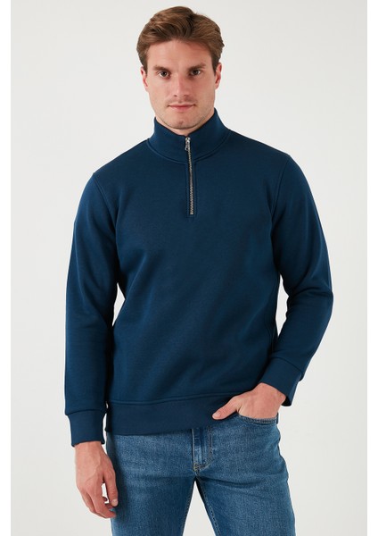 Pamuklu Regular Fit Yarım Fermuarlı Dik Yaka Sweat Erkek Sweat 59052592 indirimleri