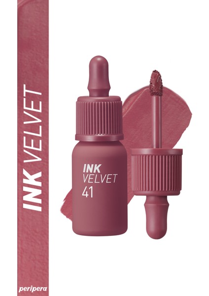 Yüksek Pigmentli, Kadife Görünümlü, Gün Boyu Kalıcı Tint PERIPERA Ink Velvet (#41 Cool Off Rosy)