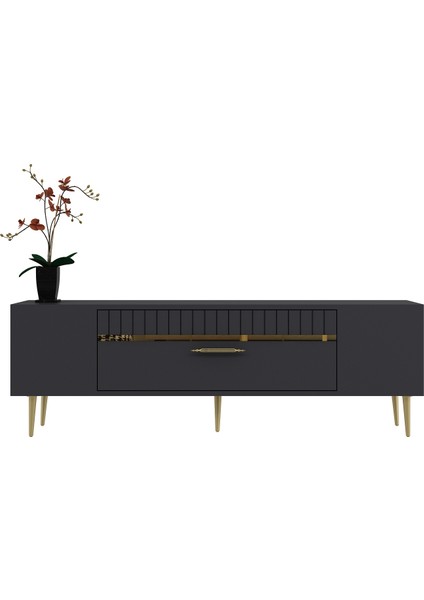 DEKOLP1CT Tv Sehpası Antrasit-Altın modelleri