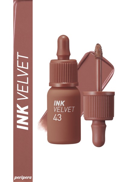 Yüksek Pigmentli, Kadife Görünümlü, Gün Boyu Kalıcı Tint PERIPERA Ink Velvet (#43 Cafeine Nude)