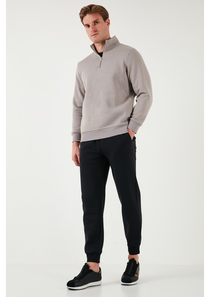 Pamuklu Regular Fit Yarım Fermuarlı Dik Yaka Sweat Erkek Sweat 59052592