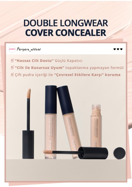 Hafif Yapılı Gün Boyu Yüksek Kapatıcı PERIPERA Double Longwear Cover Concealer (0.5 Fair) fiyatları