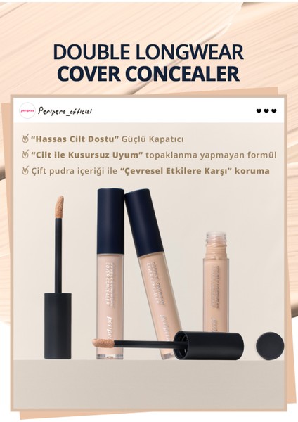 Hafif Yapılı Gün Boyu Yüksek Kapatıcı PERIPERA Double Longwear Cover Concealer (0.7 Porcelain) fiyatları